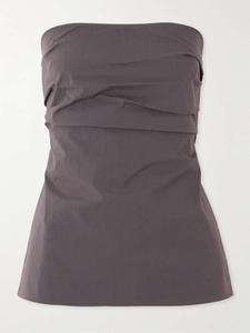 Топ из хлопковой смеси без бретелек, со сборками и завязками на спине St. Agni, коричневый