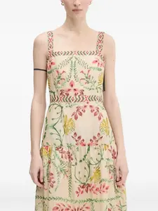 Многоярусное платье с цветочным принтом Pedro Del Hierro, нейтральный