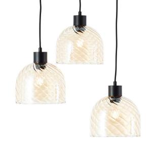 Подвесной светильник Brilliant Casto Rund, железо / цветное стекло - черное - 3-световое