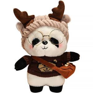 Плюшевая кукла Cute Panda, National Treasure Dolls, высота 28 см Barbne, Antler Headband + Coffee Coat + Shoulder Bag