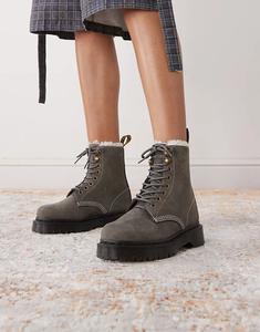 Ботинки Dr Martens 1460 Pascal Bex с подкладкой из овчины серого цвета