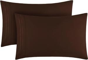 Mellanni Наволочки, комплект из 2 штук, размер 51x102 см, застежка-конверт, роскошные, очень мягкие, охлаждающие, коричневые