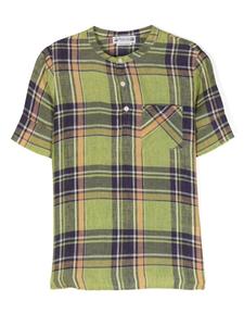 Bonpoint tartan collarless shirt, зеленый