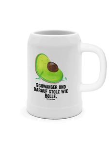 Пивная кружка с авокадо и надписью "Беременность" на белом фоне Mr. & Mrs. Panda