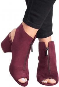 Женские босоножки ZBYY с открытым носком, летние босоножки с вырезами, боковой ремешок, массивный низкий каблук, босоножки на каблуке без задника с молнией, туфли для платья, Wine