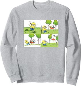 Милионы. Четырехпанельный мультфильм. Толстовка Minions, серый