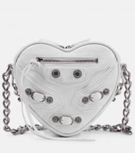 Кожаная сумка через плечо Le Cagole Heart Mini Balenciaga, черный