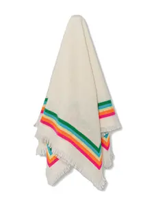 Полосатый шарф с бахромой From Future, кремовый