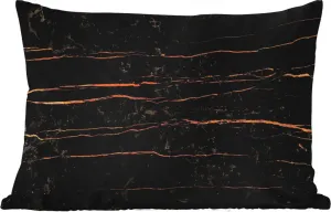 Подушка для улицы - Мрамор - Черный - Золотистый - С прожилками - 60x40 см - Устойчива к атмосферным воздействиям - Подушка для отдыха - Декоративная подушка - Подушка для дома MuchoWow