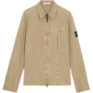 Рубашка-накидка на молнии с эффектом выцветания Stone Island, хаки