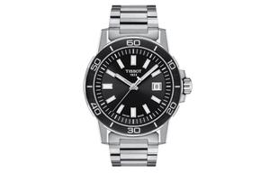 TISSOT Часы Speedy Series Quartz Movement Men's Watch 44mm Black Dial Stainless Steel Case Stainless Steel Strap, Black Dial