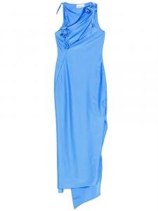 Асимметричное макси-платье Coperni с цветочной аппликацией, синий