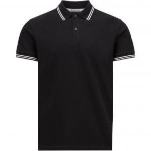 Поло с коротким рукавом и нашивкой с логотипом Moncler, темно-синий