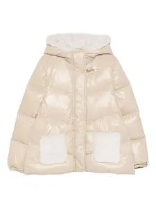 Пуховик с капюшоном Fay Kids, бежевый