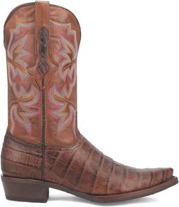 Мужские повседневные сапоги Dingo Gator с вышитым принтом аллигатора, с открытым носком, средней длины - коричневые