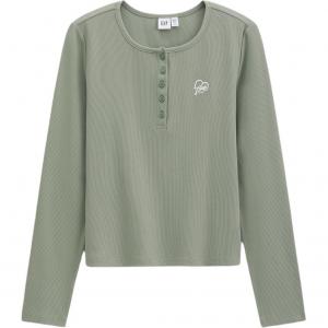 Трикотажный свитер женский с воротником хенри GAP, зеленый