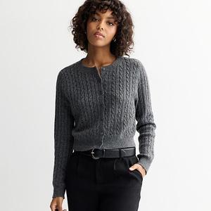 Кардиган с косой вязкой для подростков So, Medium Charcoal Heath