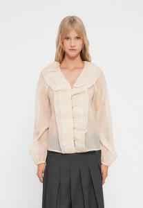 Блуза VILA VIERA RUFFLE, Birch/Mellow Yellow/Beige