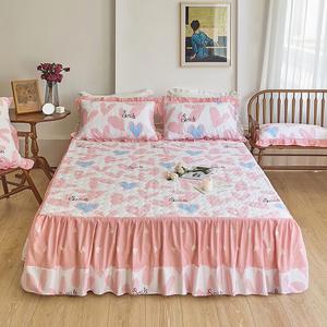 Antarctic Юбка для кровати из стёганого хлопка, 120 см, комплект из 4 предметов, пододеяльник 160х210 см, цвет Qingxin Fan