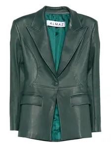 Кожаный блейзер с декоративной строчкой Almaz, зеленый