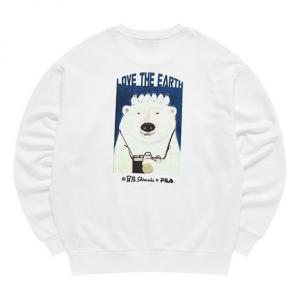 Толстовка Men's FILA x Pepe Shimada Crossover Cartoon Printing Sports Round Neck Pullover White, белый