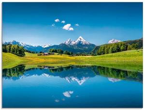 Стеклянная картина Artland Landschaft in den Alpen, 80x60x2 см, синий