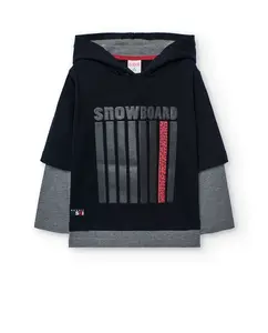 Детская хлопковая футболка с длинным рукавом Boboli, черный