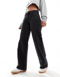 Weekday - Ample - Широкие джинсы чернильно-черного цвета с заниженной талией