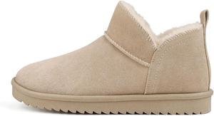 BCTEX COLL Женские зимние мини-ботинки для снега с классическим искусственным мехом, теплые короткие ботильоны на выход с подарочной упаковкой, Beige