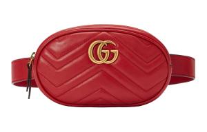 GUCCI Кожаная поясная сумка GG Marmont для женщин красного цвета