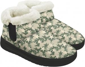 Quxjehoe Зимние женские ботинки на снег Удобные теплые ботинки с плюшевой подкладкой, короткие ботильоны на каждый день, черная подошва, размеры 6-13,5