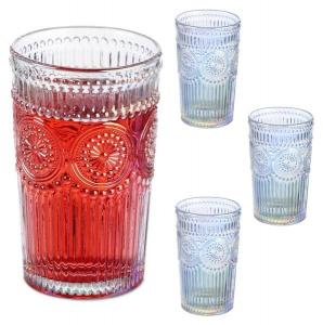 Стакан Relaxdays Vintage 4 шт, 8x8x8 см цвет hellblau/hellrosa/durchscheinend