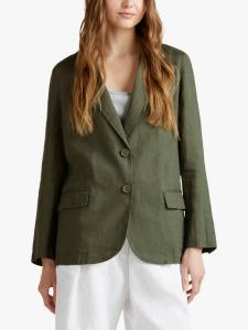 Однобортный пиджак из чистого льна Benetton, Military Green