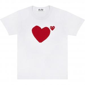 CDG Play Футболка Unisex White Crew Neck Moderate Straight Fit