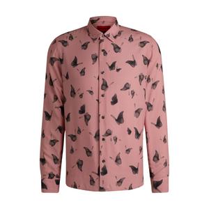 Рубашка свободного кроя из поплина с сезонным принтом HUGO, светло-розовый