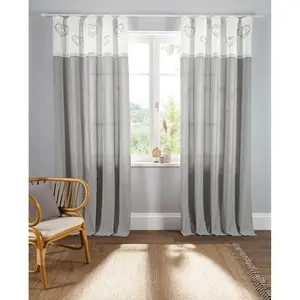 Мой домашний занавес Louis с тесьмой для сборки, 1 шт., полупрозрачный, из органического хлопка, с односторонним принтом My Home, серый