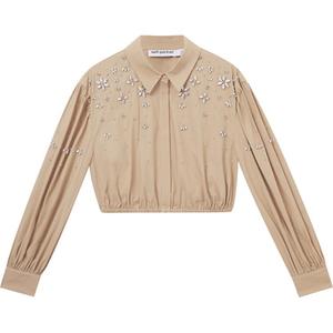 Автопортрет Кроп топ с кристаллами Self-portrait, Хаки