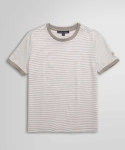 Хлопковая полосатая футболка с контрастной отделкой