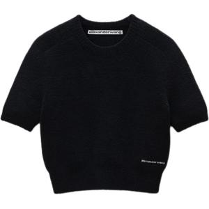 Alexander Wang Женская черная футболка с круглым вырезом, умеренно зауженной талией