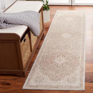 Ковер-дорожка SAFAVIEH, 61 x 244 см, Willow Collection - Ivory & Sage, восточный дизайн, простой уход и устойчивость к скольжению, идеально для помещений с высокой проходимостью: гостиная, спальня, столовая (WLO100A-28)