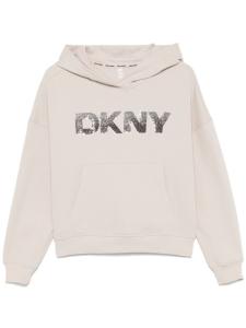 Толстовка с капюшоном и логотипом из пайеток DKNY, нейтральный цвет