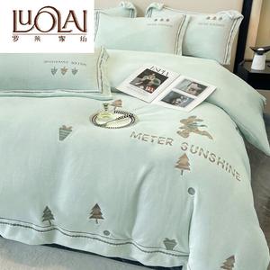 LUOLAI HOME Простыня 180х200 см, класс A, детский вельвет, зеленый