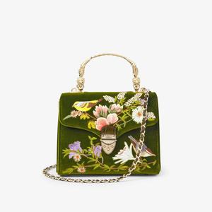 Миниатюрная сумка через плечо mayfair из бархата и кожи Aspinal Of London, зеленый