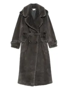 Пальто с поясом и двубортной застежкой P.A.R.O.S.H., серый