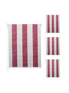 MCW Комплект из 4 рулонных штор D52, обеспечивающих полное затемнение, красно-бело-бежевые