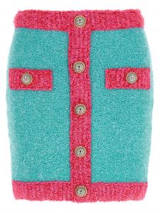 Двухцветная юбка с пуговицами «Leone» BALMAIN, мультиколор