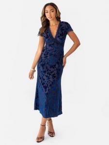 Цветочное бархатное платье миди Maya Deluxe, Navy