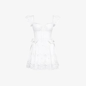 Платье мини House Of Cb Giglio из хлопка с вышивкой и оборкой, белый