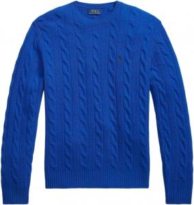 Polo Ralph Lauren мужской свитер из хлопка с косой вязкой, Ralph Lauren Royal Blue