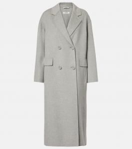 Двубортное шерстяное пальто S Max Mara, Silver Melange